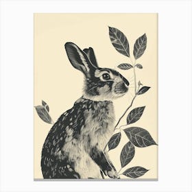 Californian Blockprint Rabbit Illustration 1 Canvas Print