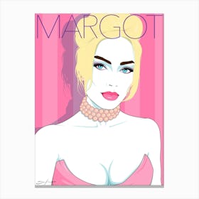 Margot Robbie - Retro 80s Style Canvas Print