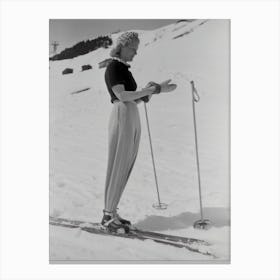 Lady On Skis, 1940 Canvas Print