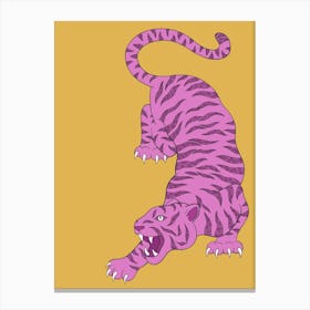 Pink leafy tattoo tiger Canvas Print