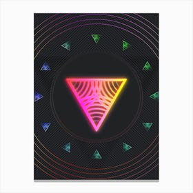 Neon Geometric Glyph in Pink and Yellow Circle Array on Black n.0397 Canvas Print