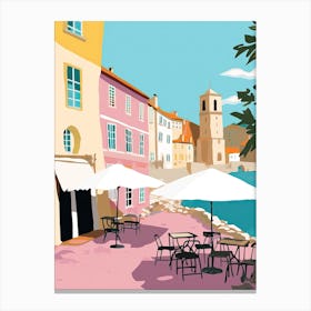 Collioure, France, Flat Pastels Tones Illustration 1 Canvas Print