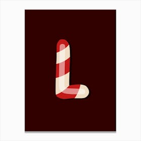 Candy Cane Christmas Letters Living Room Holiday Display 12 Canvas Print