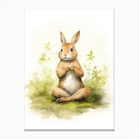 Bunny Practicing Yoga Rabbit Prints Watercolour 4 Canvas Print