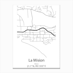 La Mision,Mexico Minimalist Map Canvas Print