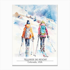 Telluride Ski Resort   Colorado Usa, Ski Resort Poster Illustration 3 Canvas Print