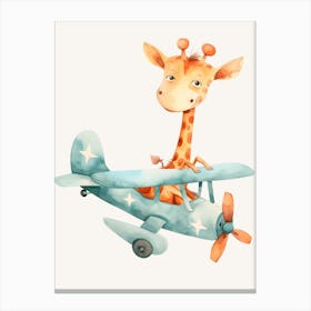 Giraffe In A Plane Kids and Nursery Canvas Print