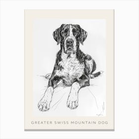Greater Swiss Mountain Dog Line Sketch 1 Poster Canvas Print