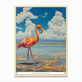 Greater Flamingo Lake Natron Tanzania Tropical Illustration 5 Poster Canvas Print