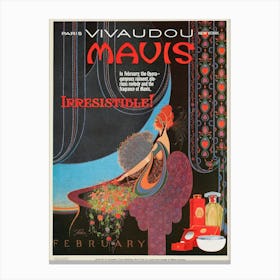 Vivaudous’s Mavis, Irresistible Advert 1920, Fred L Parker Canvas Print