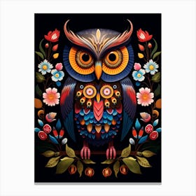 Folk Bird Illustration Owl 2 Canvas Print