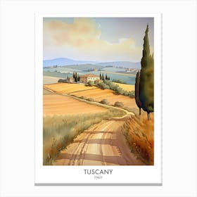 Tuscany Italy Watercolour Travel Poster 1 Canvas Print