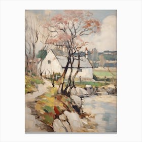 Small Cottage And Trees Lanscape Painting 3 Canvas Print