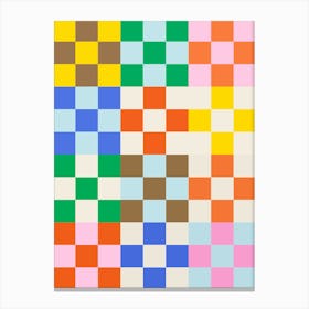 Funky Checkerboard Pattern, groovy, colorful, modern, minimal, pattern, geometric, cool, cute, vibes, aesthetic, tiles, vintage, retro Toile