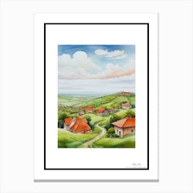 Green plains, distant hills, country houses,renewal and hope,life,spring acrylic colors.40 Canvas Print