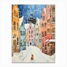 Cat In The Streets Of Nuremberg   Germany With Now 1 Canvas Print
