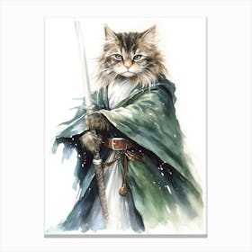 Norwegian Forest Cat As A Jedi 1 Canvas Print