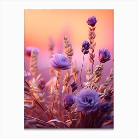Purple Flowers At Sunset Canvas Print