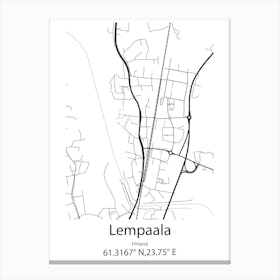 Lempaala,Finland Minimalist Map Canvas Print