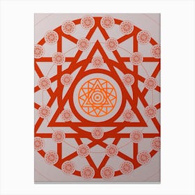 Geometric Abstract Glyph Circle Array in Tomato Red n.0209 Canvas Print