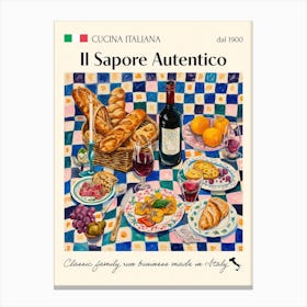 Il Sapore Autentico Trattoria Italian Poster Food Kitchen Canvas Print