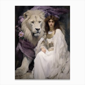 Aphrodite And Lion Canvas Print