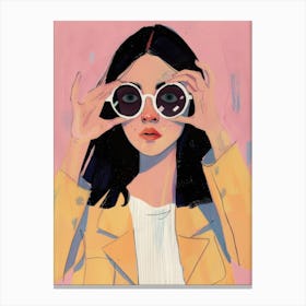 Asian Girl With Sunglasses Canvas Print