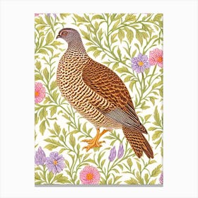 Grouse William Morris Style Bird Canvas Print