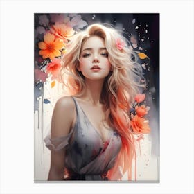 Beautiful Girl With Flowers 12 Canvas Print