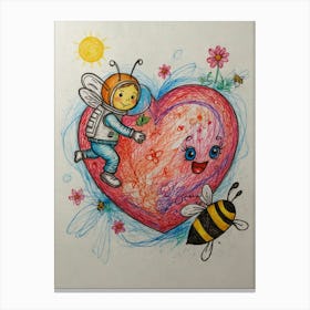 Heart With Bees Canvas Print