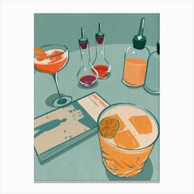 Cocktail And A Book Canvas Print