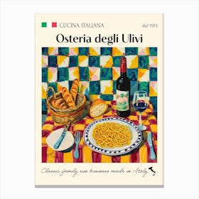 Osteria Degli Ulivi Trattoria Italian Poster Food Kitchen Canvas Print