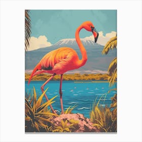 Greater Flamingo Lake Natron Tanzania Tropical Illustration 2 Canvas Print