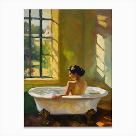 Woman In A Bath Nude Canvas Print