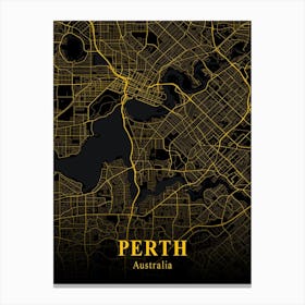 Perth Gold City Map 1 Canvas Print