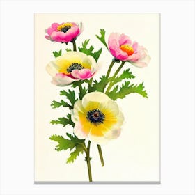 Anemone Vintage Flowers Flower Canvas Print