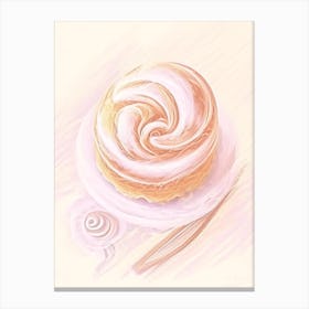 Cinnamon Roll Dessert Gouache Flower Canvas Print