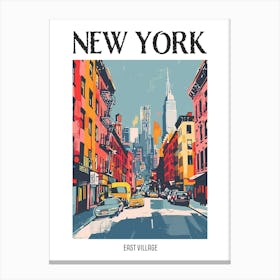 East Village New York Colourful Silkscreen Illustration 2 Poster Canvas Print