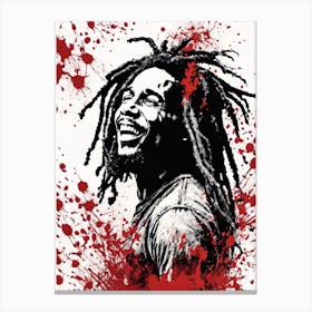 Bob Marley Portrait Ink Painting (11) Canvas Print