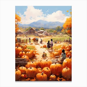 Pumpkin Patch, Watercolour 2 Canvas Print