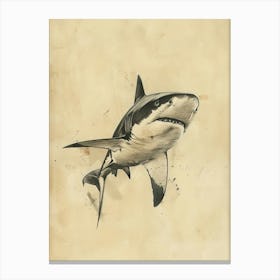 Largetooth Cookiecutter Shark Vintage Illustration 6 Canvas Print