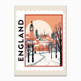 Retro Winter Stamp Poster London United Kingdom Canvas Print