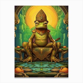African Bullfrog On A Throne Storybook Style 2 Canvas Print