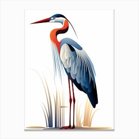Colourful Geometric Bird Great Blue Heron 1 Canvas Print