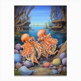 Octopus Exploring Surroundings 4 Canvas Print