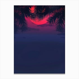 Sunset With Palm Trees 6 Canvas Print