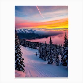 Les Arcs, France Sunrise Skiing Poster Canvas Print