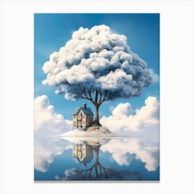 White house and tree Canvas Print