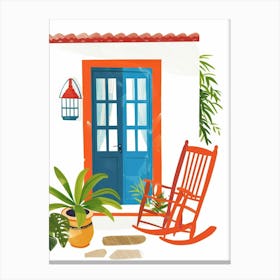 Rocking Chair In Front Of House Canvas Print