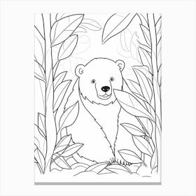 Line Art Jungle Animal Sun Bear 4 Canvas Print